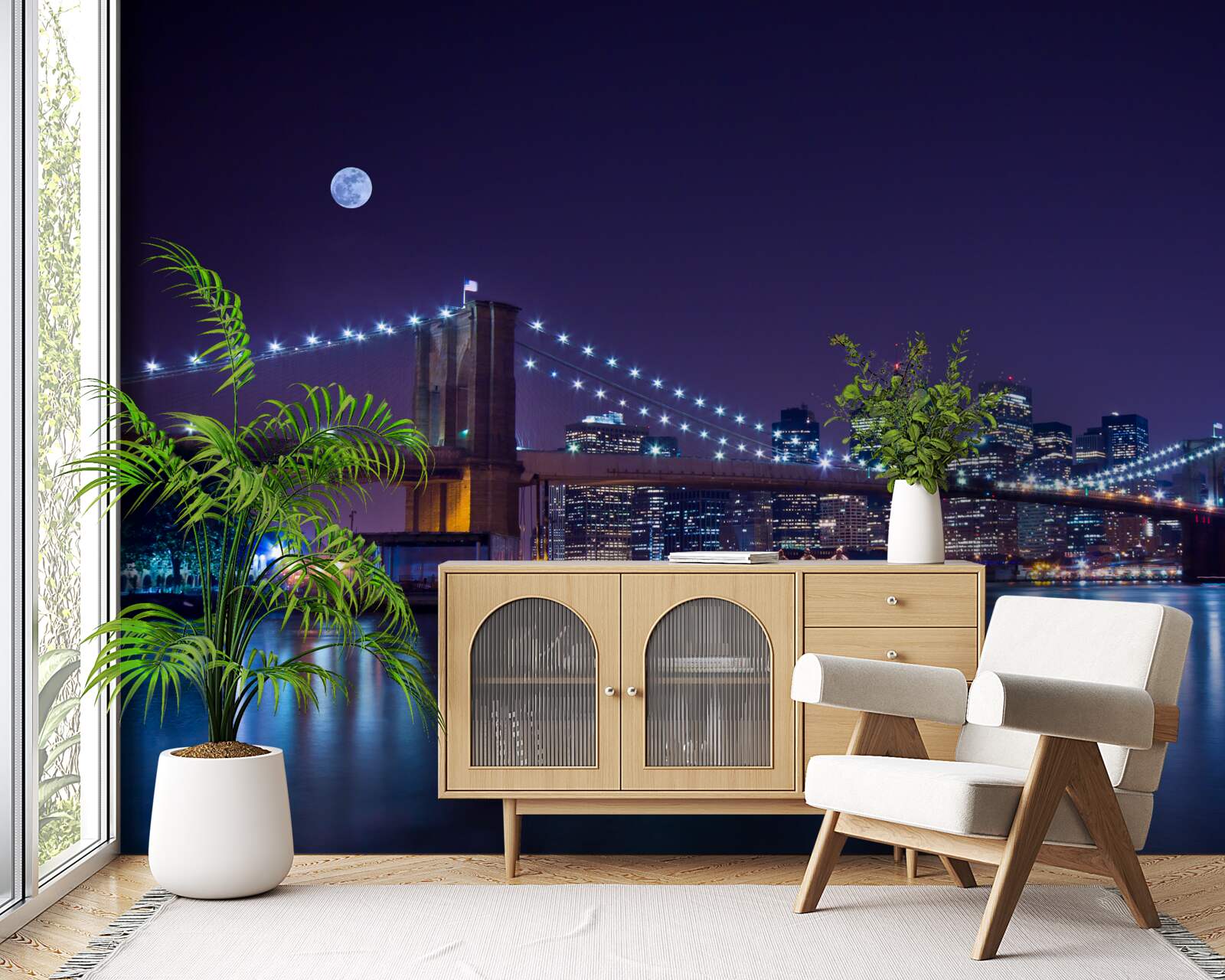 Fototapet frumusețea nocturnă a podului Brooklyn