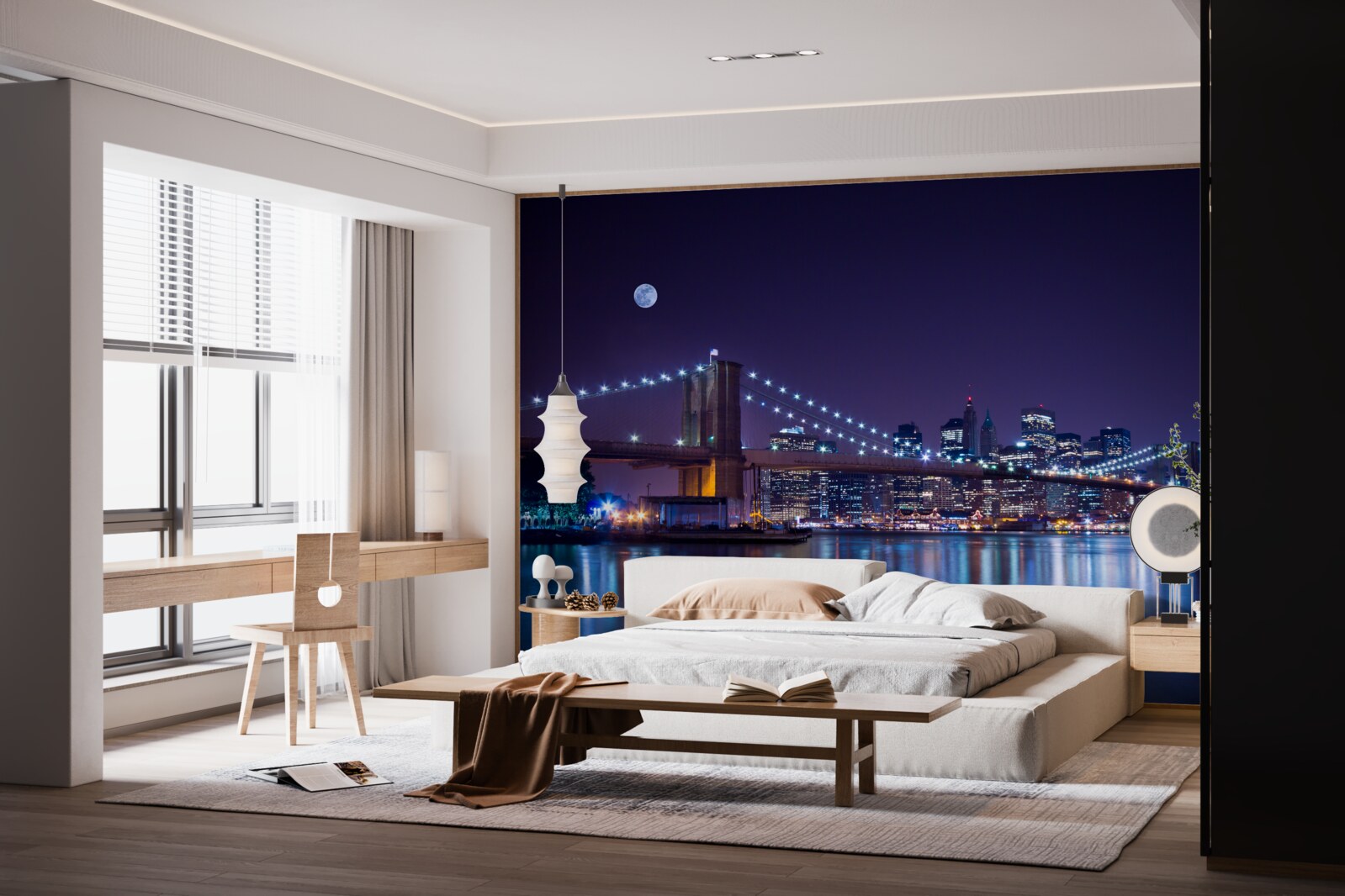 Fototapet frumusețea nocturnă a podului Brooklyn
