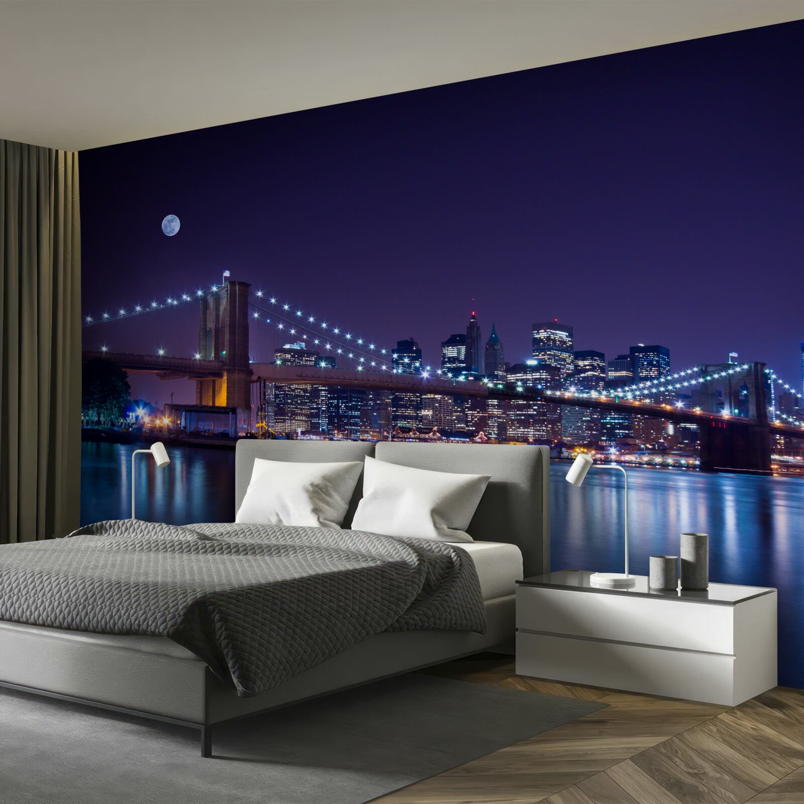 Fototapet frumusețea nocturnă a podului Brooklyn