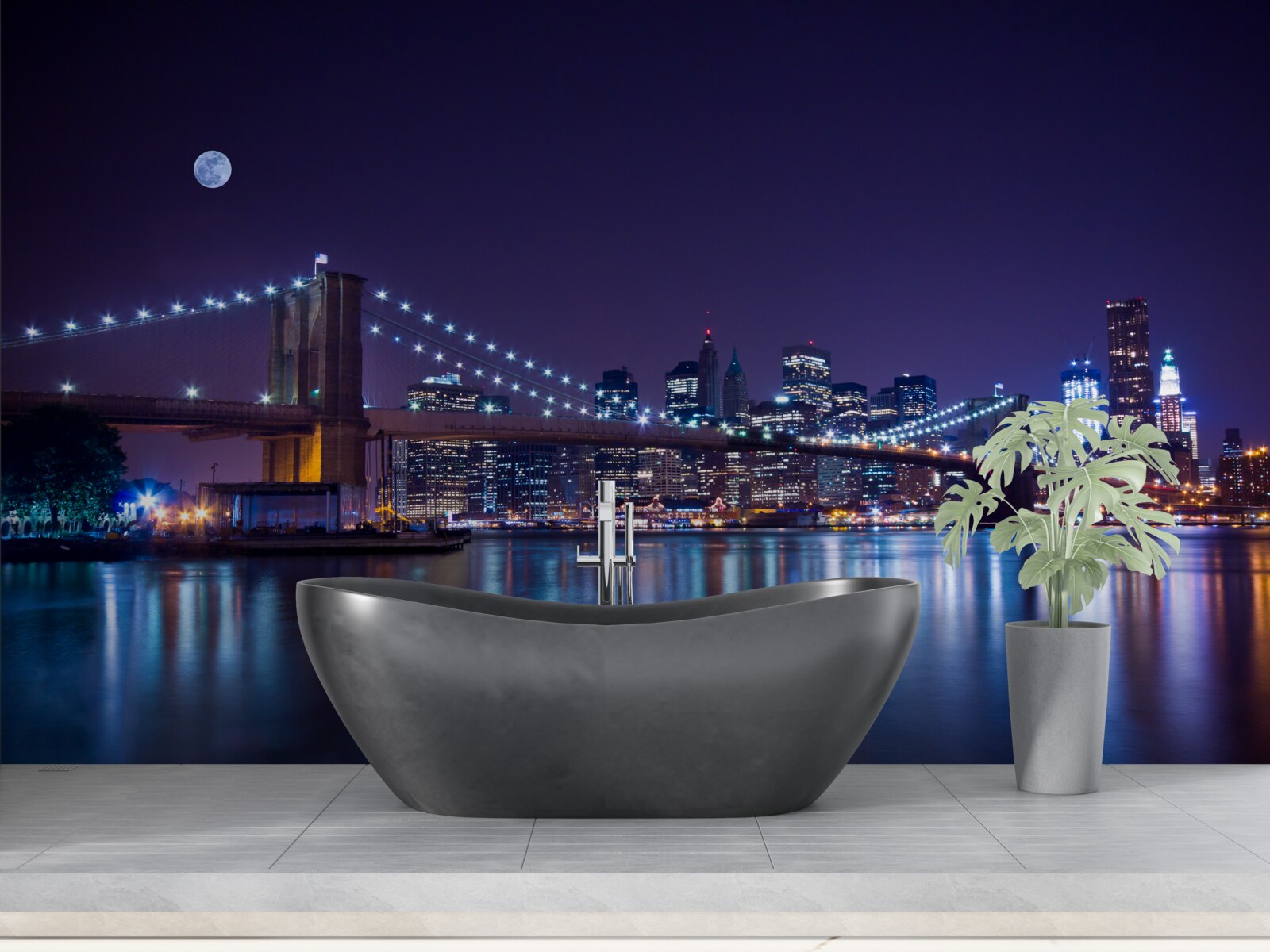 Fototapet frumusețea nocturnă a podului Brooklyn