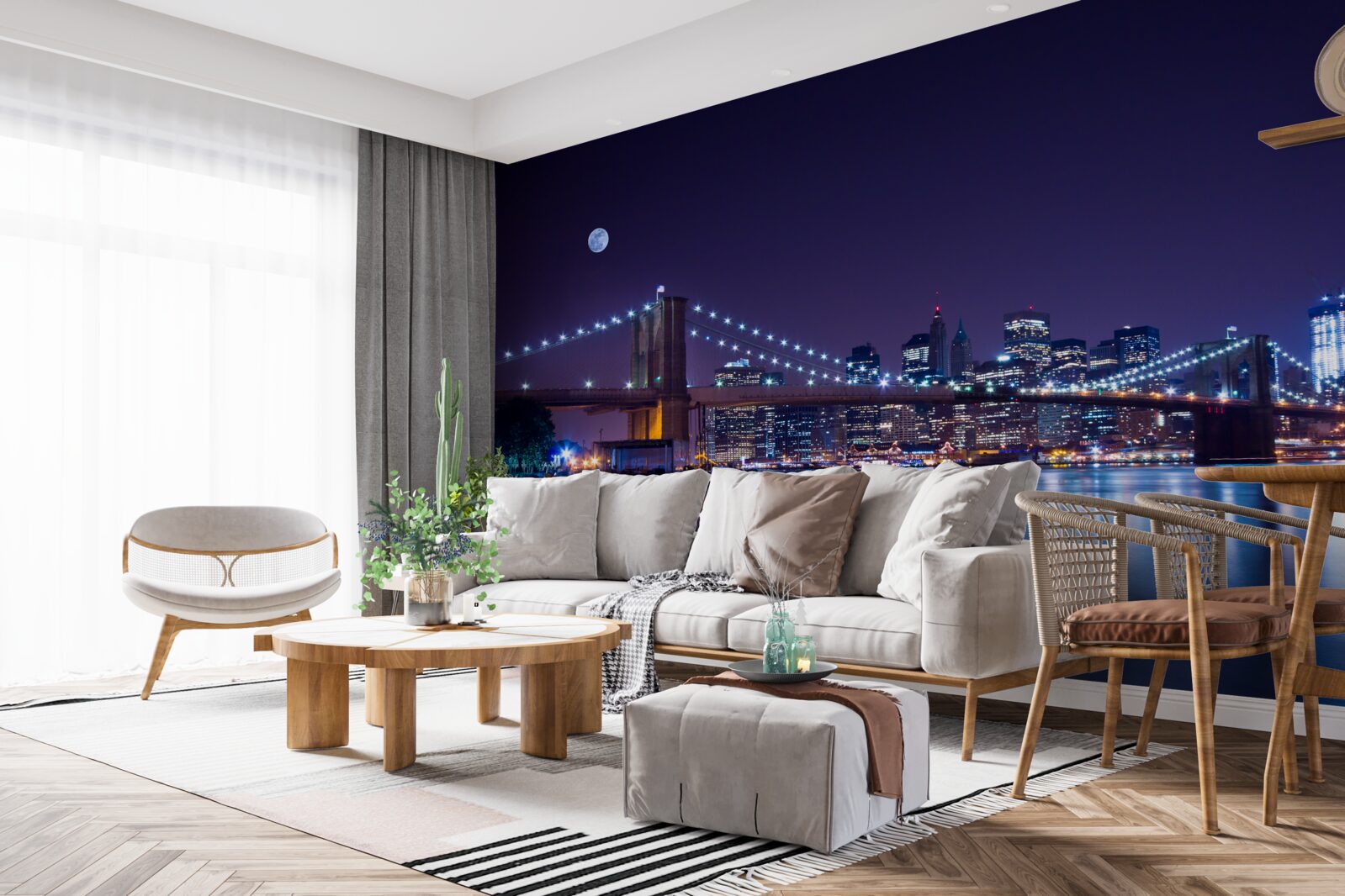 Fototapet frumusețea nocturnă a podului Brooklyn