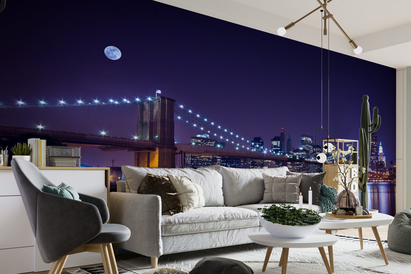 Fototapet frumusețea nocturnă a podului Brooklyn