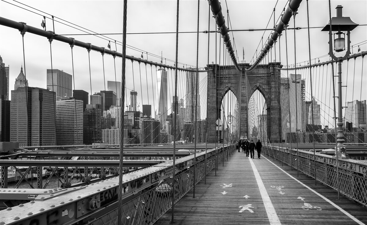 Fototapet podul brooklyn în nuanțe de alb și negru