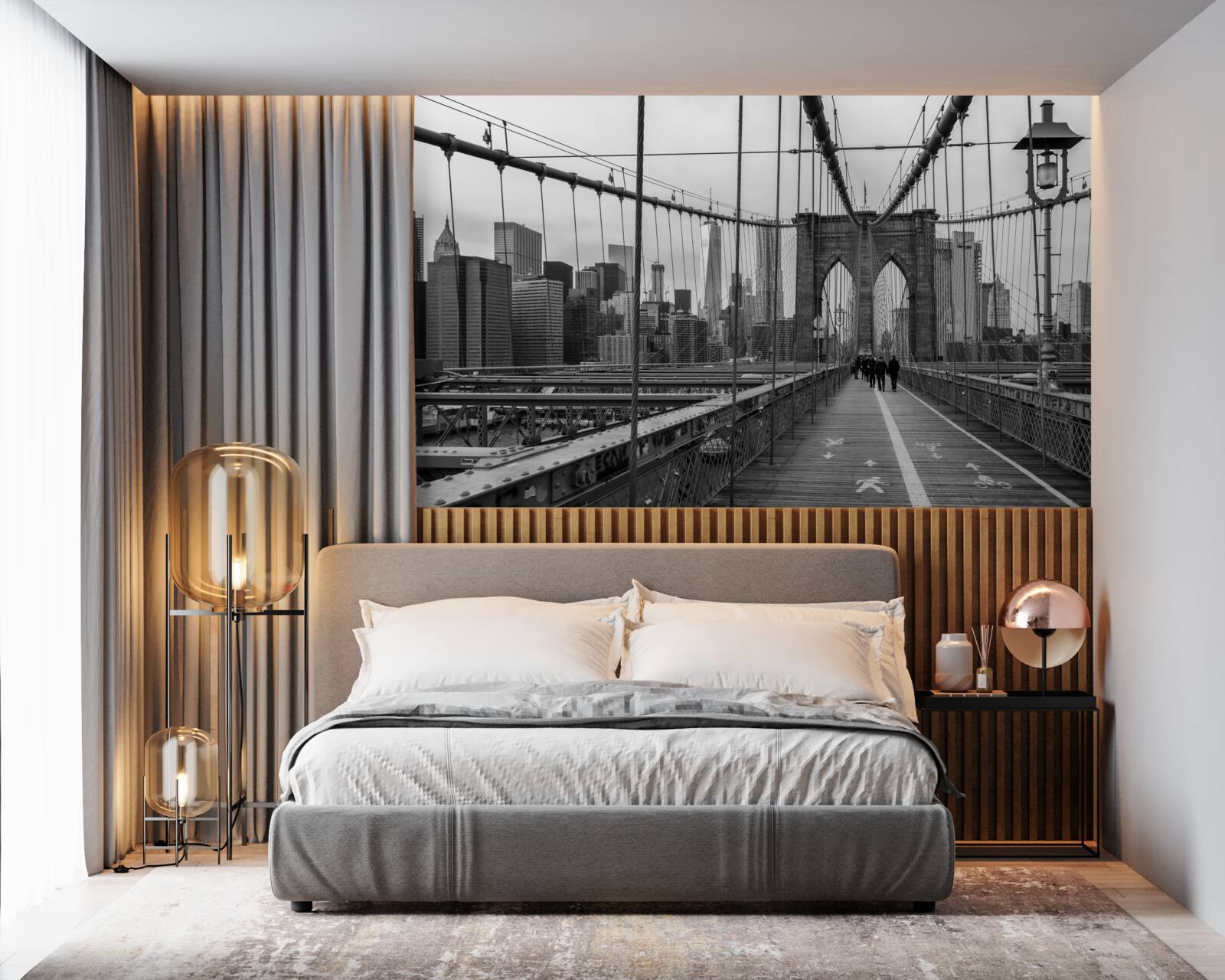 Fototapet podul brooklyn în nuanțe de alb și negru