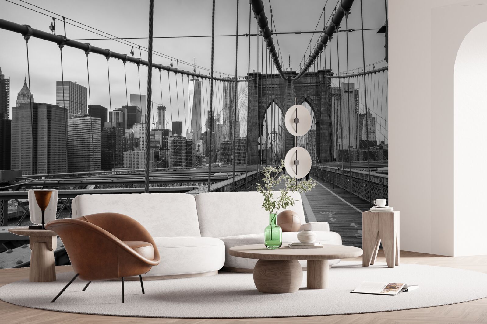Fototapet podul brooklyn în nuanțe de alb și negru