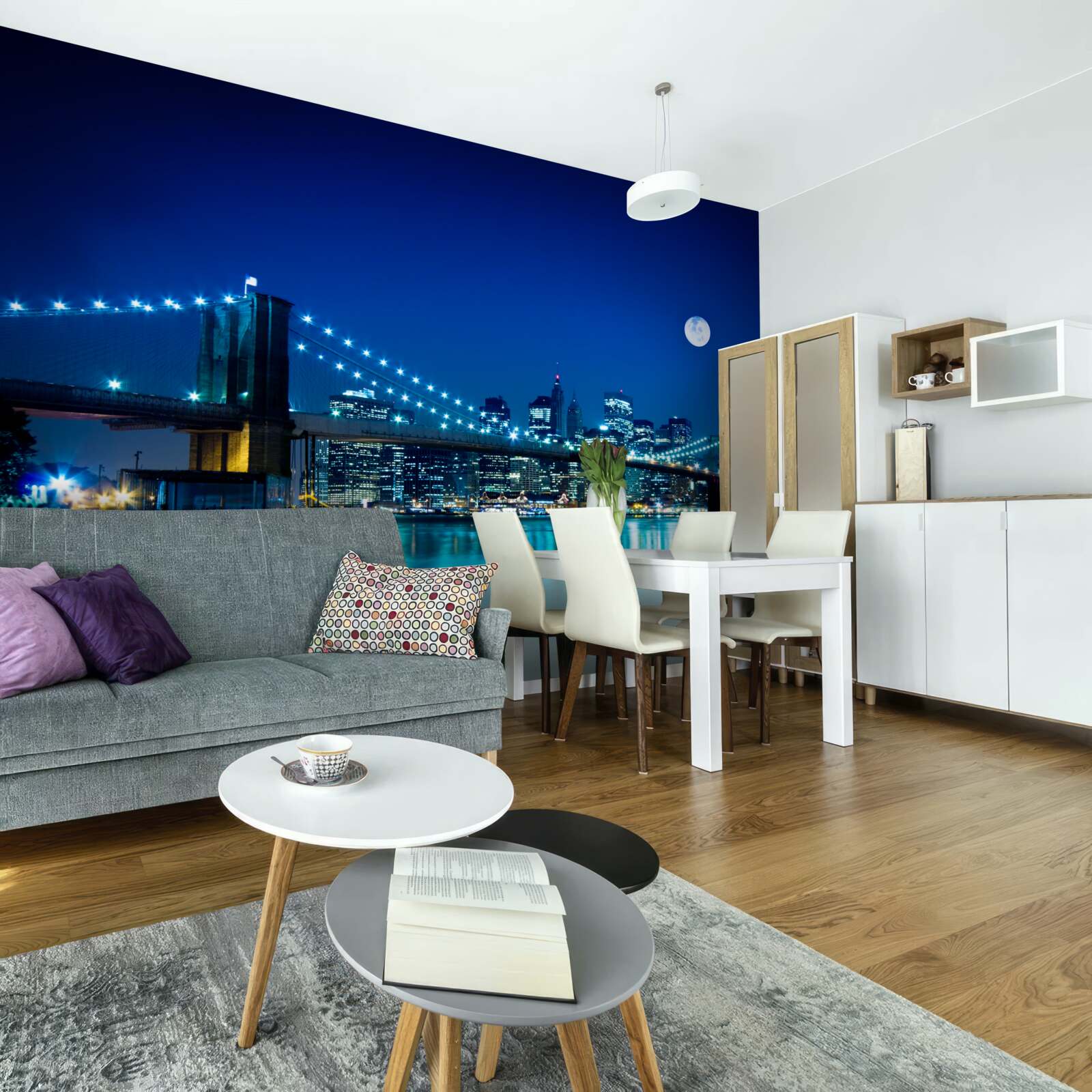 Fototapet podul brooklyn iluminat pe timp de noapte