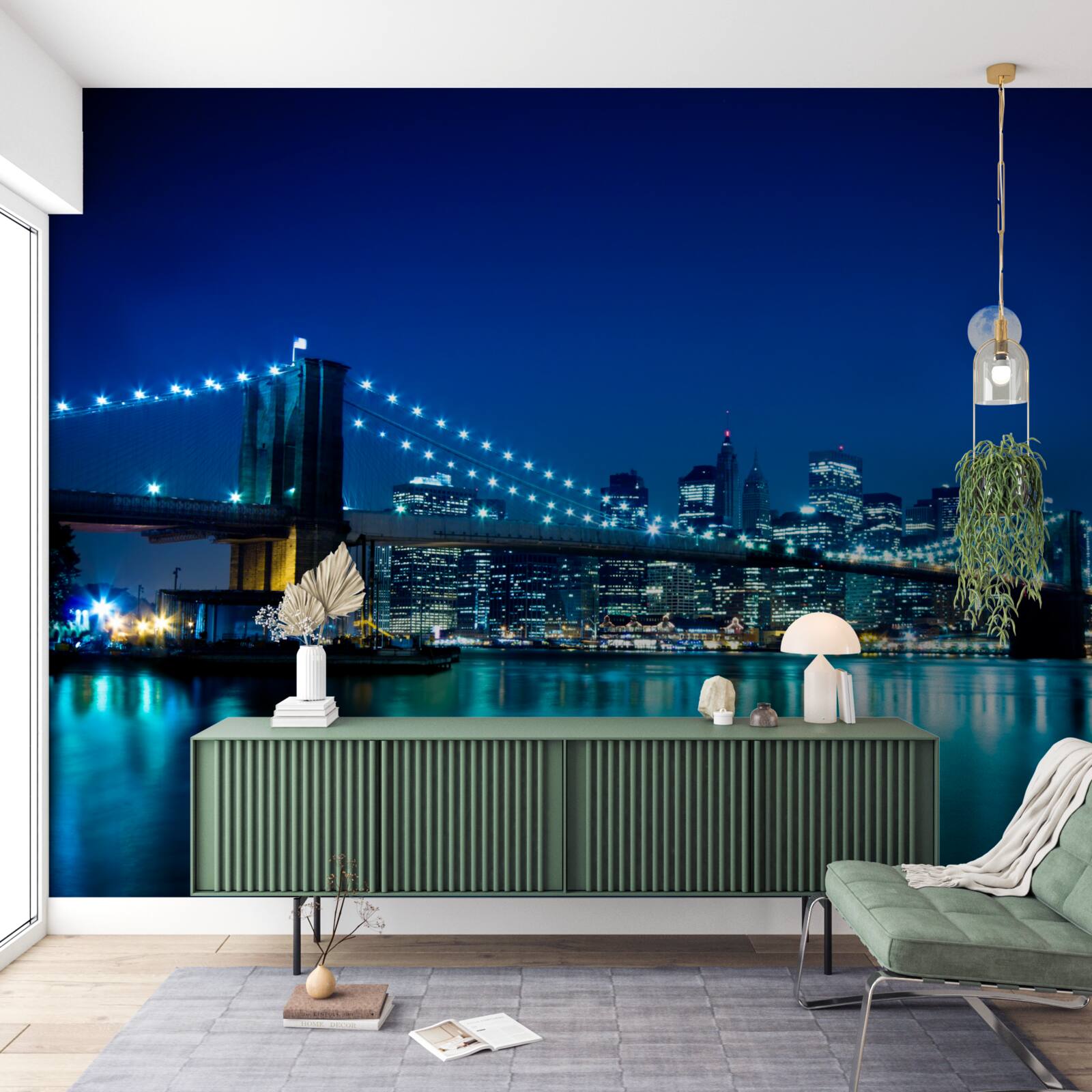 Fototapet podul brooklyn iluminat pe timp de noapte