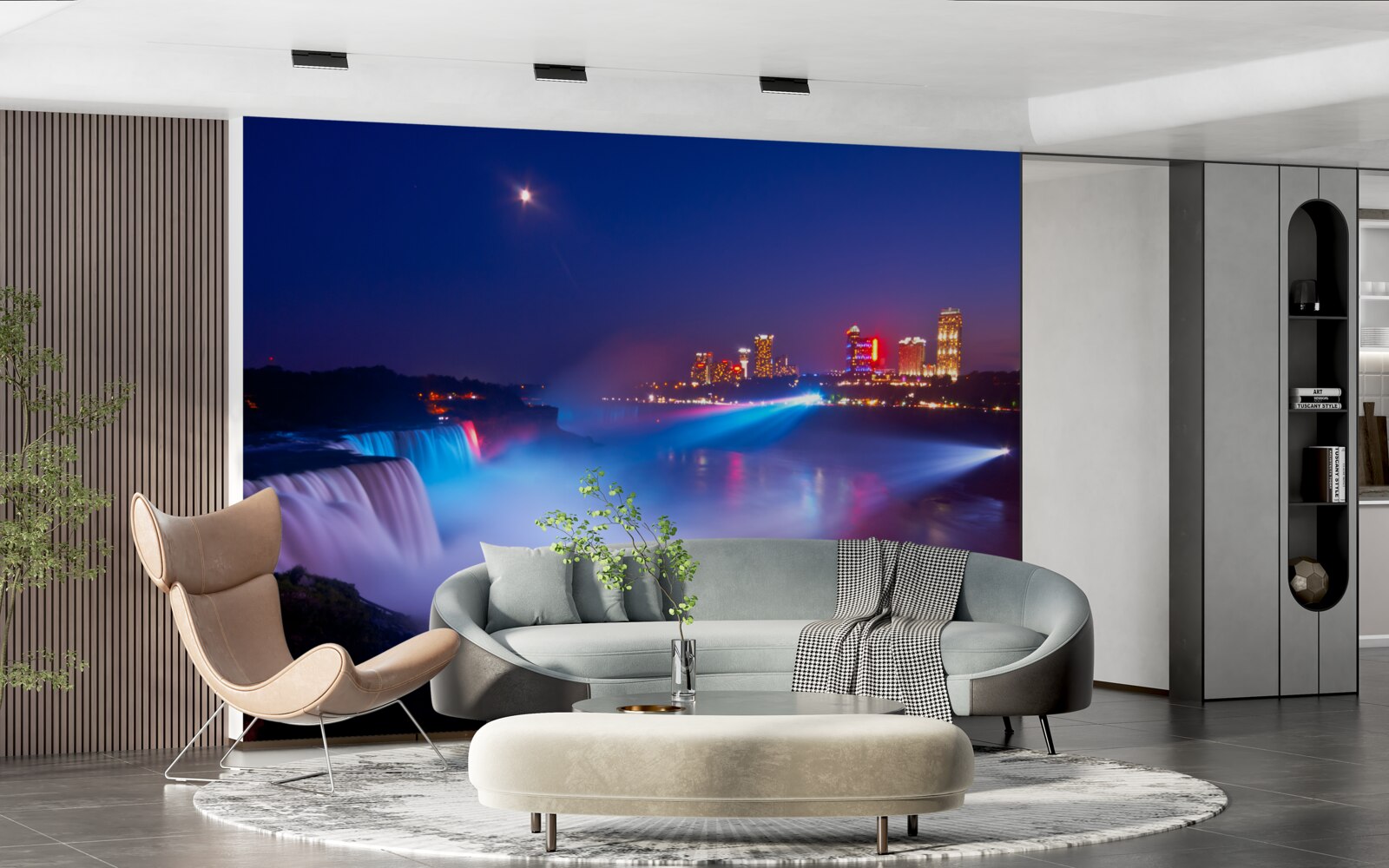 Fototapet cascada Niagara iluminată noaptea