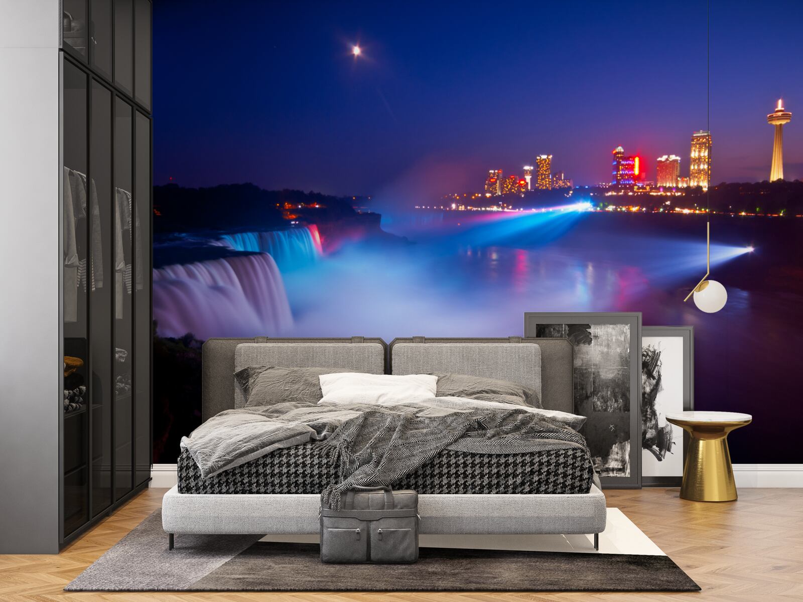 Fototapet cascada Niagara iluminată noaptea