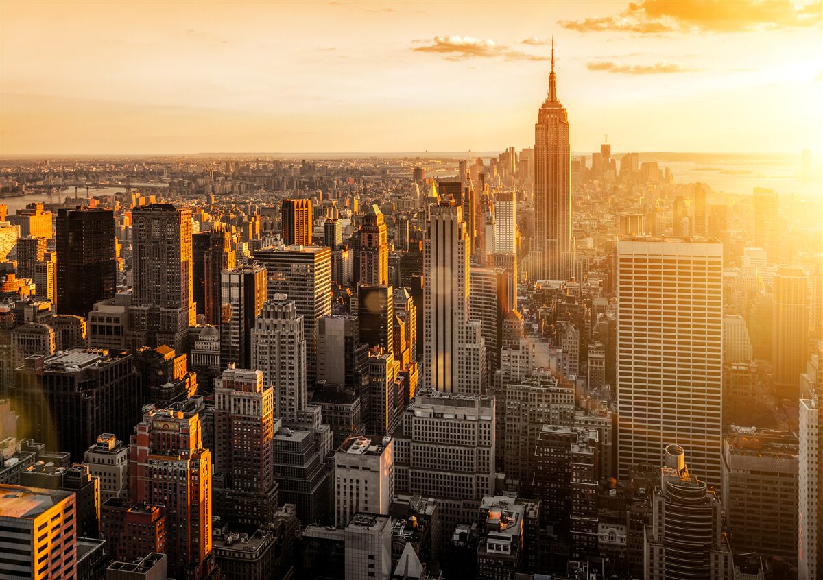 Fototapet zgârie-nori din new york în lumina apusului