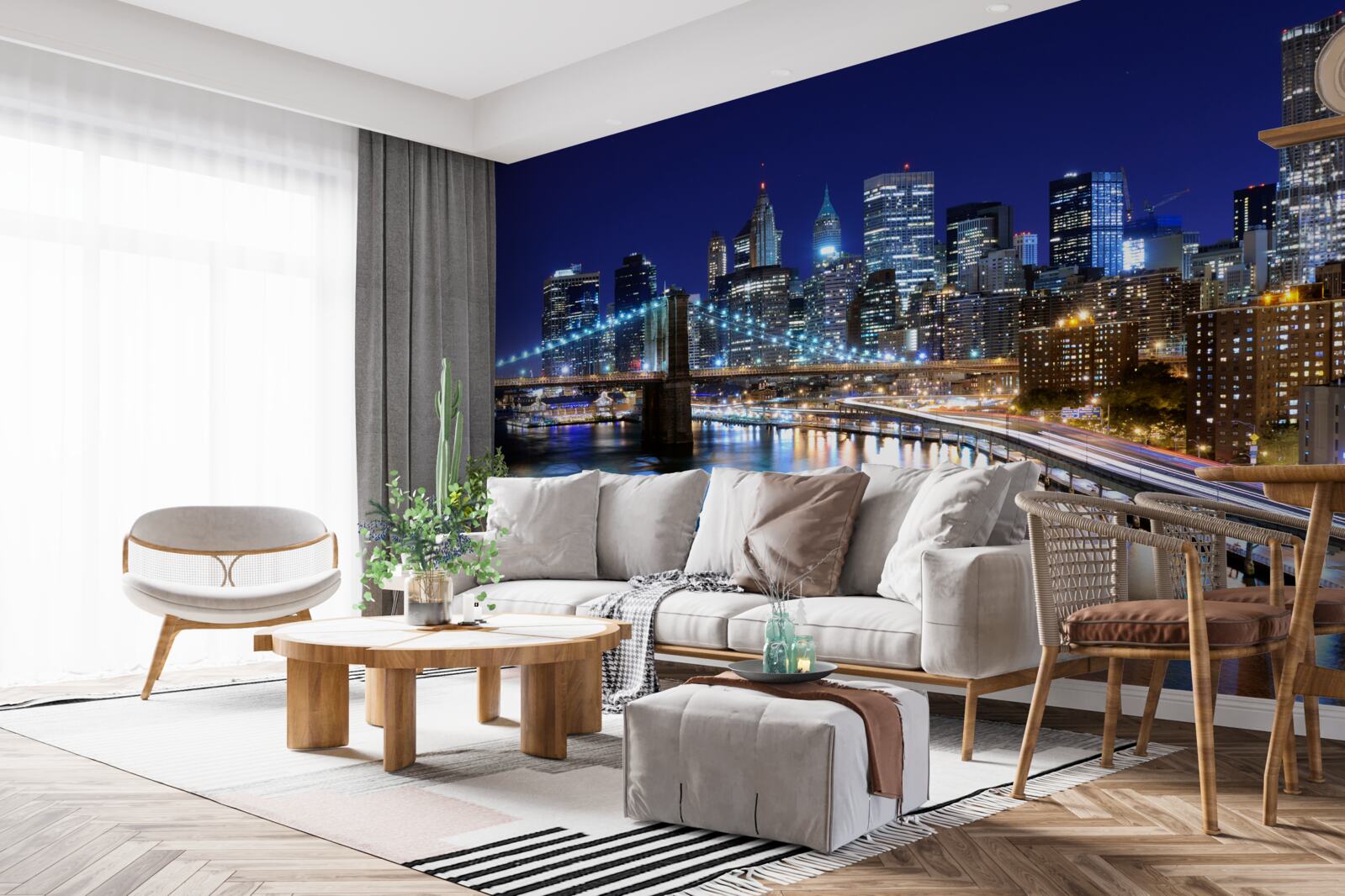 Fototapet podul brooklyn din new york sub luminile nopții