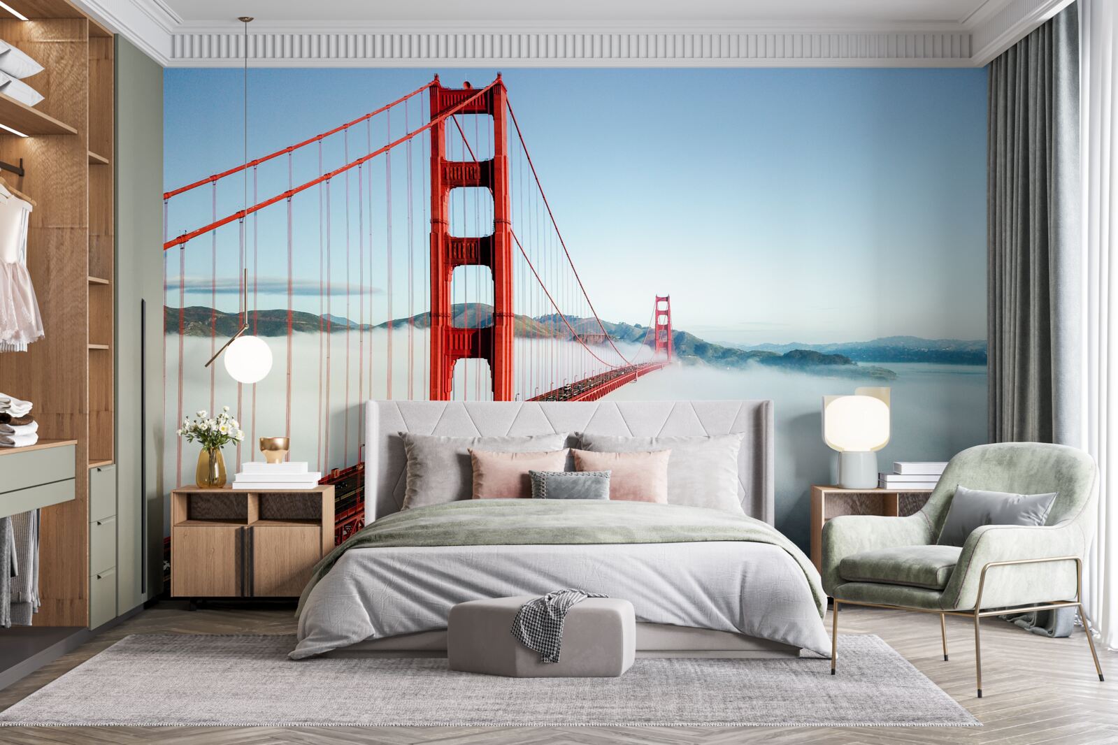 Fototapet ceața învăluie podul Golden Gate