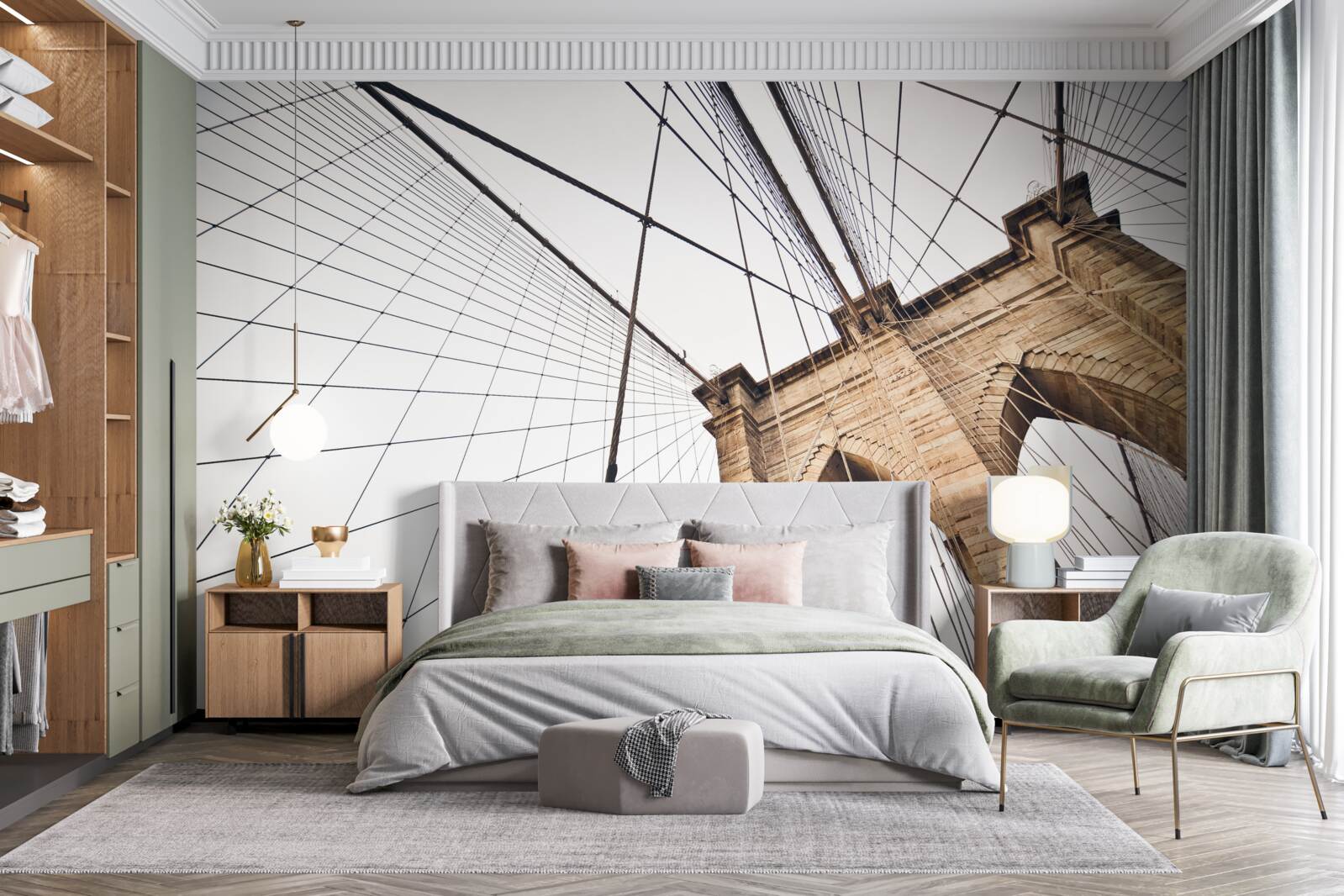 Fototapet proiectul podului brooklyn