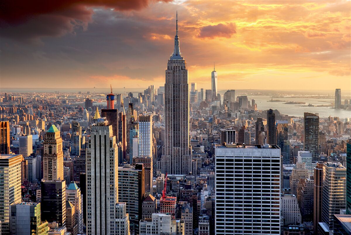 Fototapet soarele apune peste new york