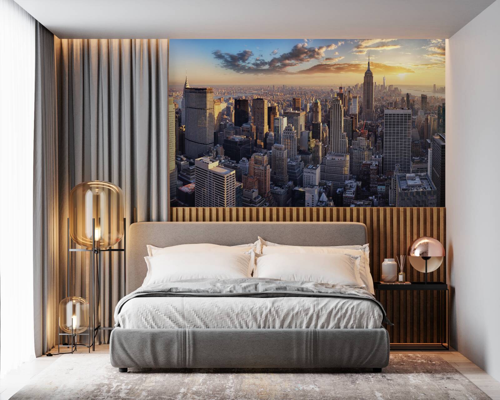 Fototapet apusul de soare luminează new york-ul
