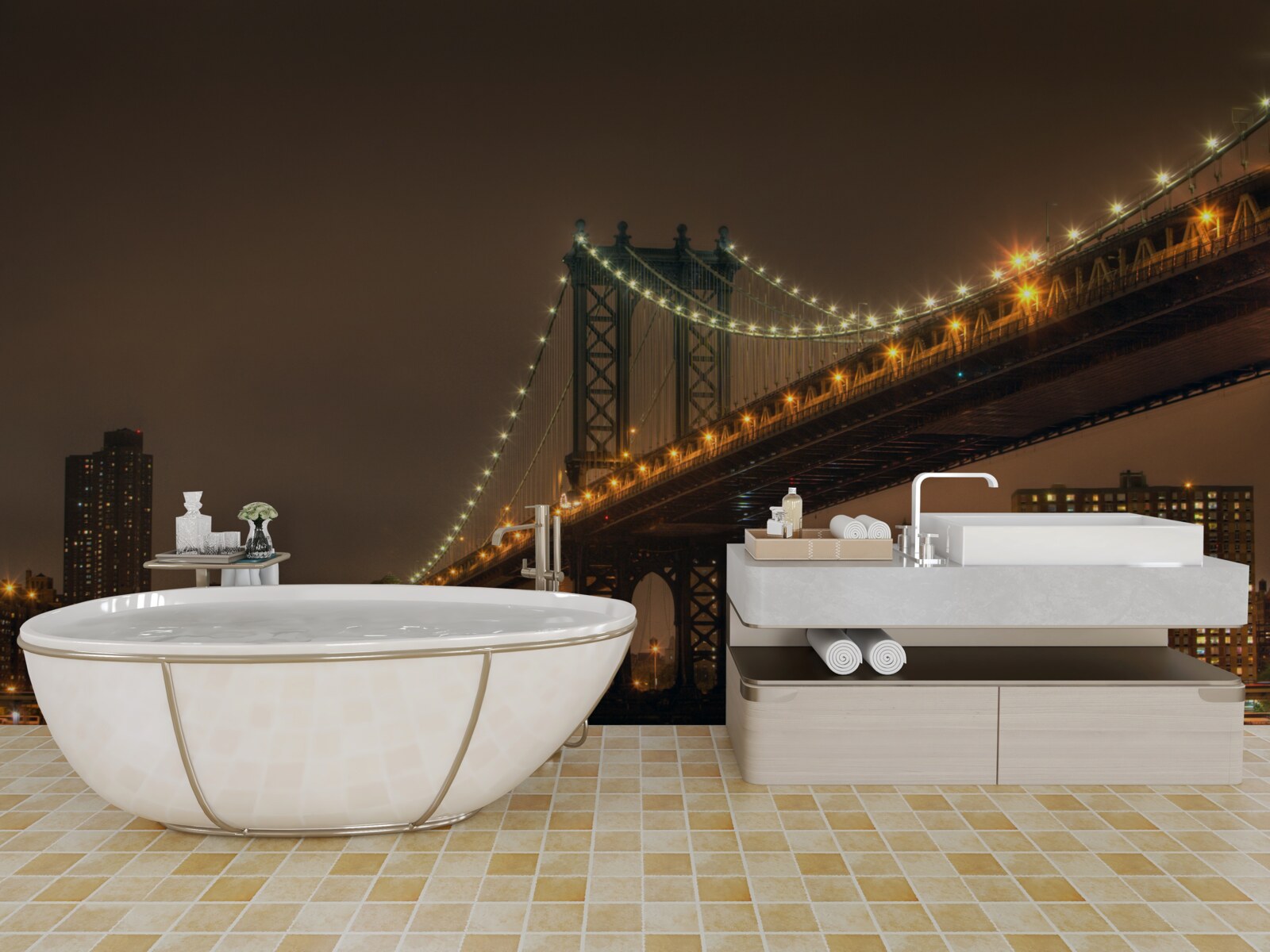 Fototapet podul brooklyn seara