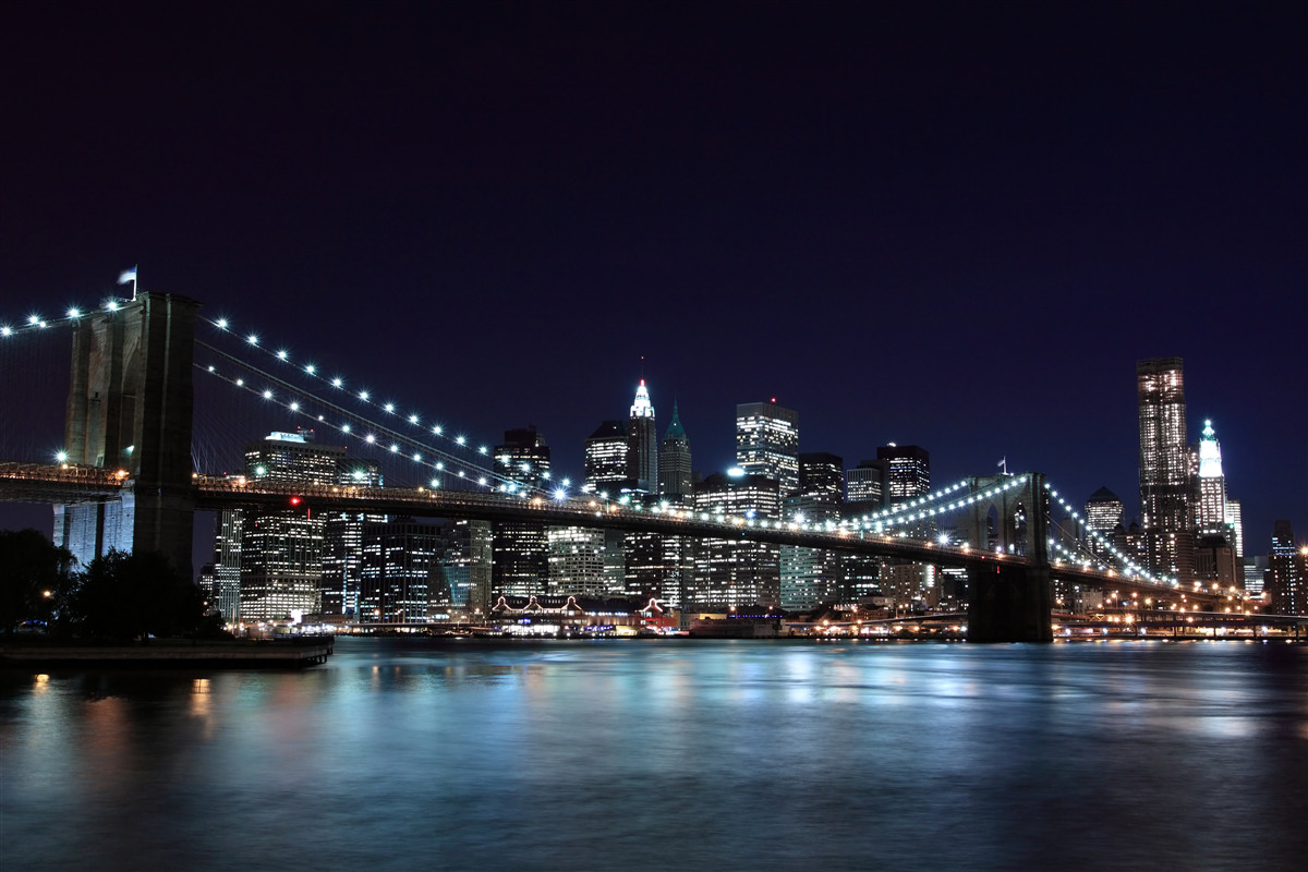 Fototapet Luminile de pe podul Brooklyn