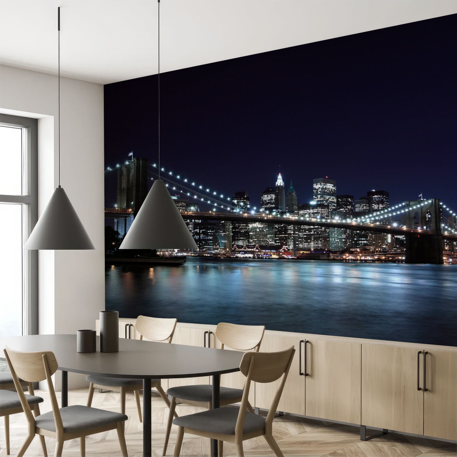 Fototapet Luminile de pe podul Brooklyn