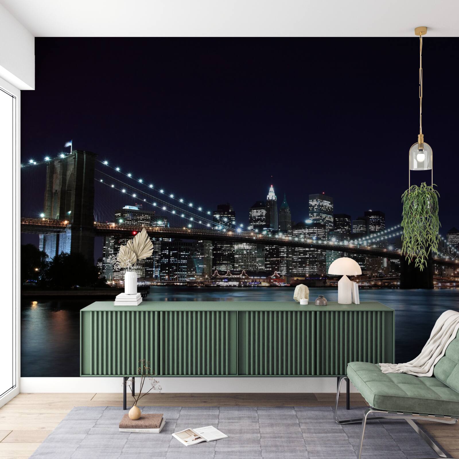 Fototapet Luminile de pe podul Brooklyn