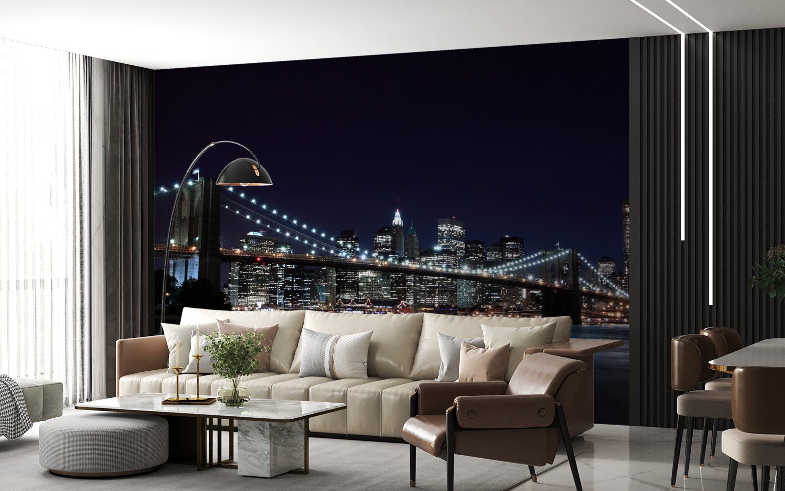 Fototapet Luminile de pe podul Brooklyn