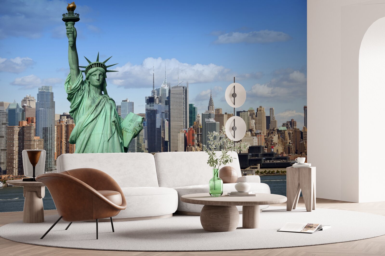 Fototapet statuia libertății în fundalul orașului new york