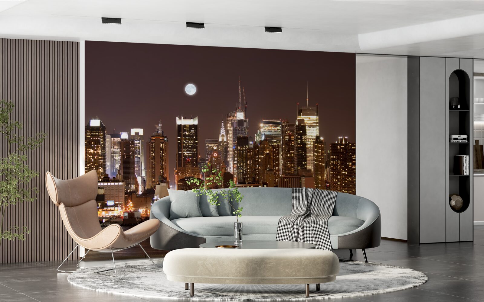 Fototapet vedere panoramică magnifică a manhattanului noaptea