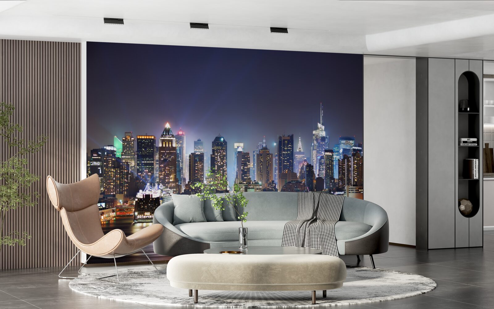 Fototapet zgârie-nori ies din portul din new york