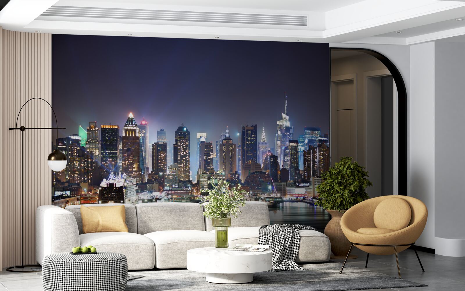 Fototapet zgârie-nori ies din portul din new york