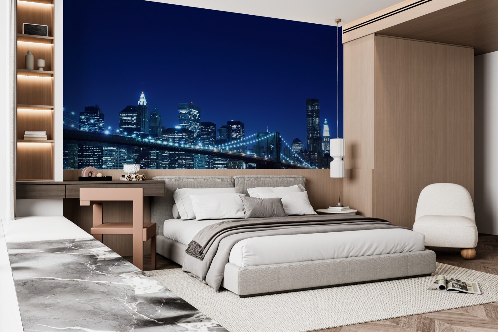 Fototapet podul brooklyn noaptea