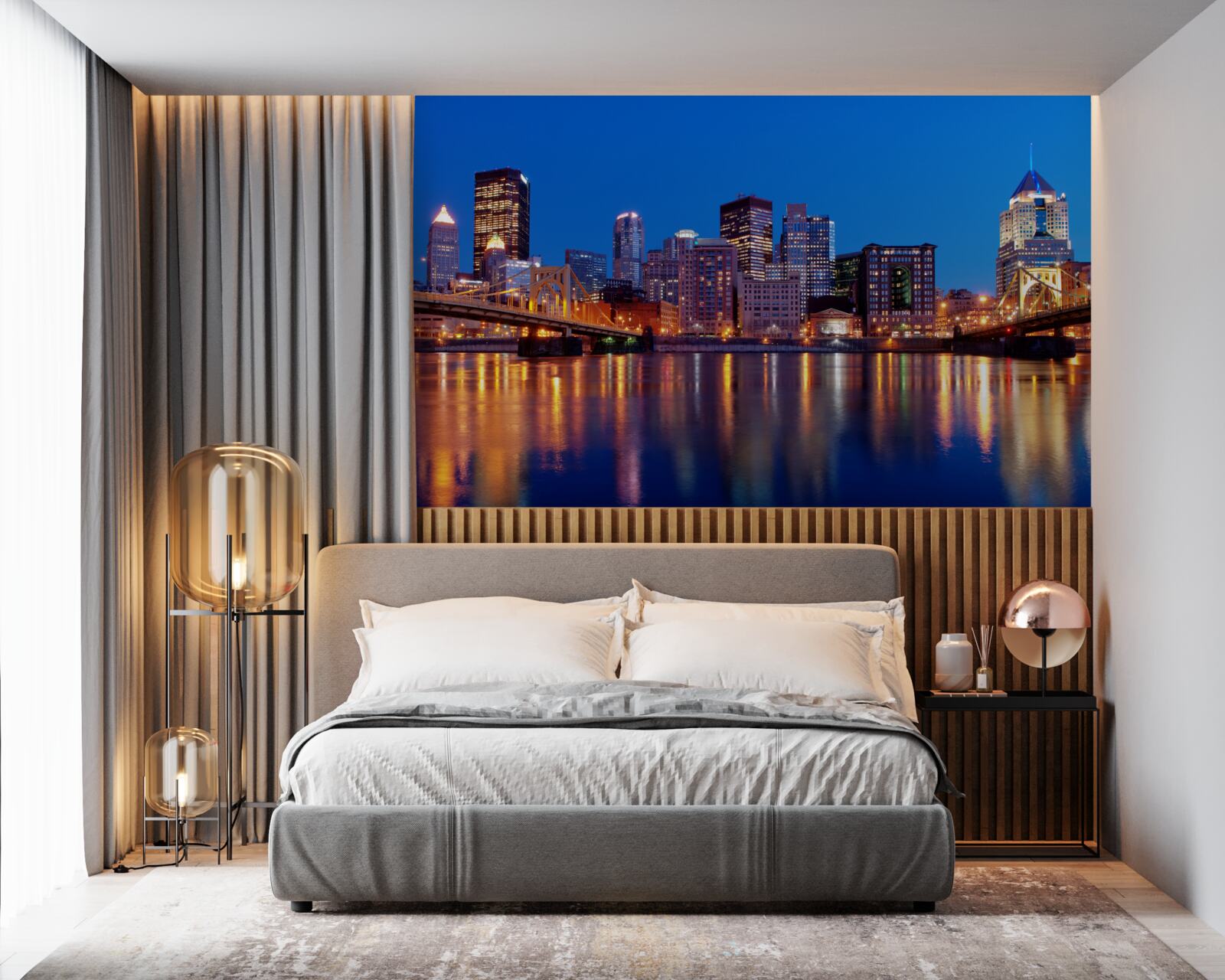 Fototapet linia de orizont a New York-ului noaptea