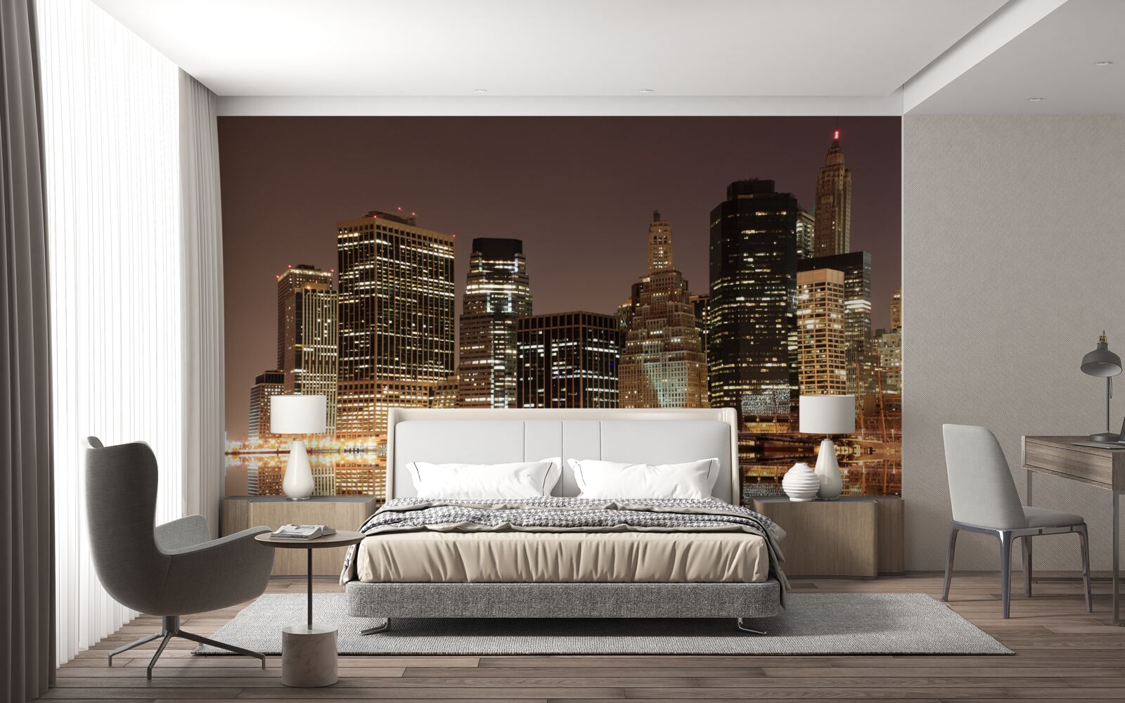 Fototapet luminile din new york noaptea pe străzi