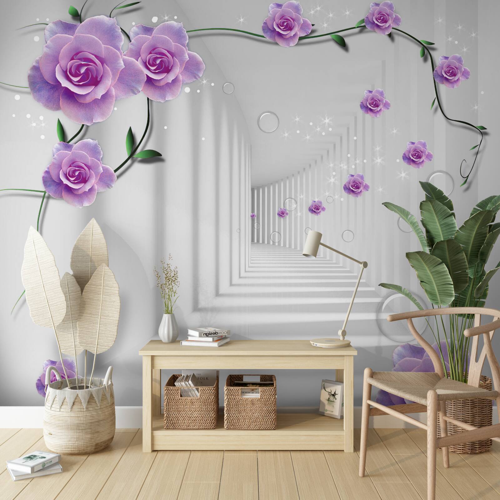 Fototapet florile care au înflorit în fundalul tunelului