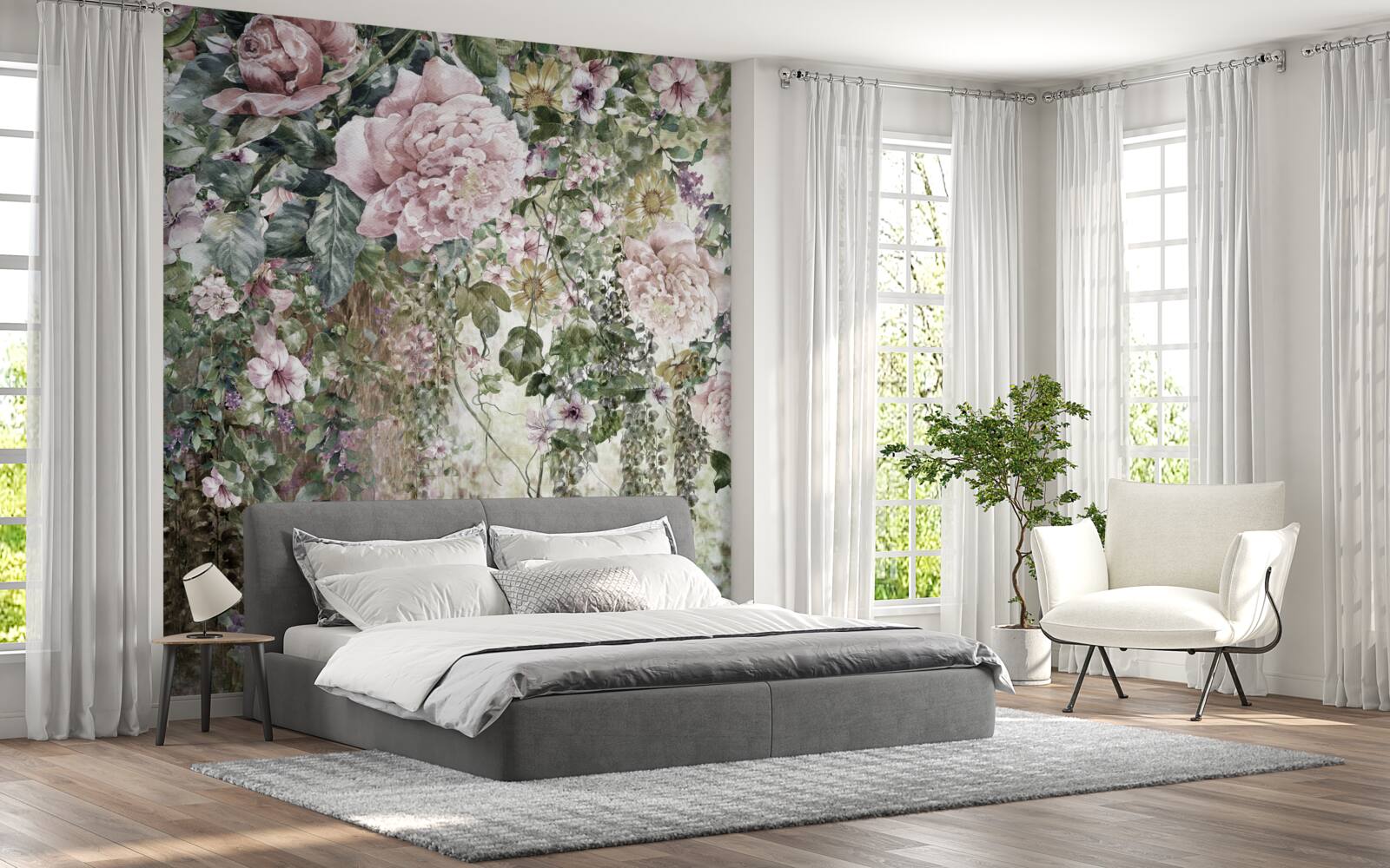 Fototapet ramuri de flori delicate care cad în jos