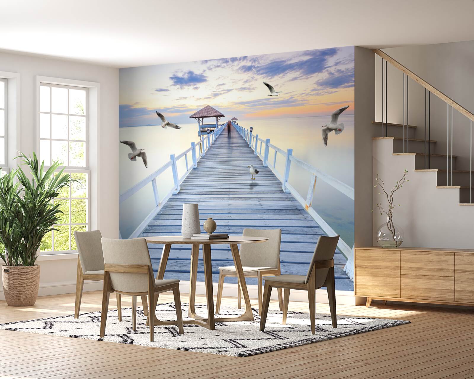 Fototapet pod de lemn care duce la ocean