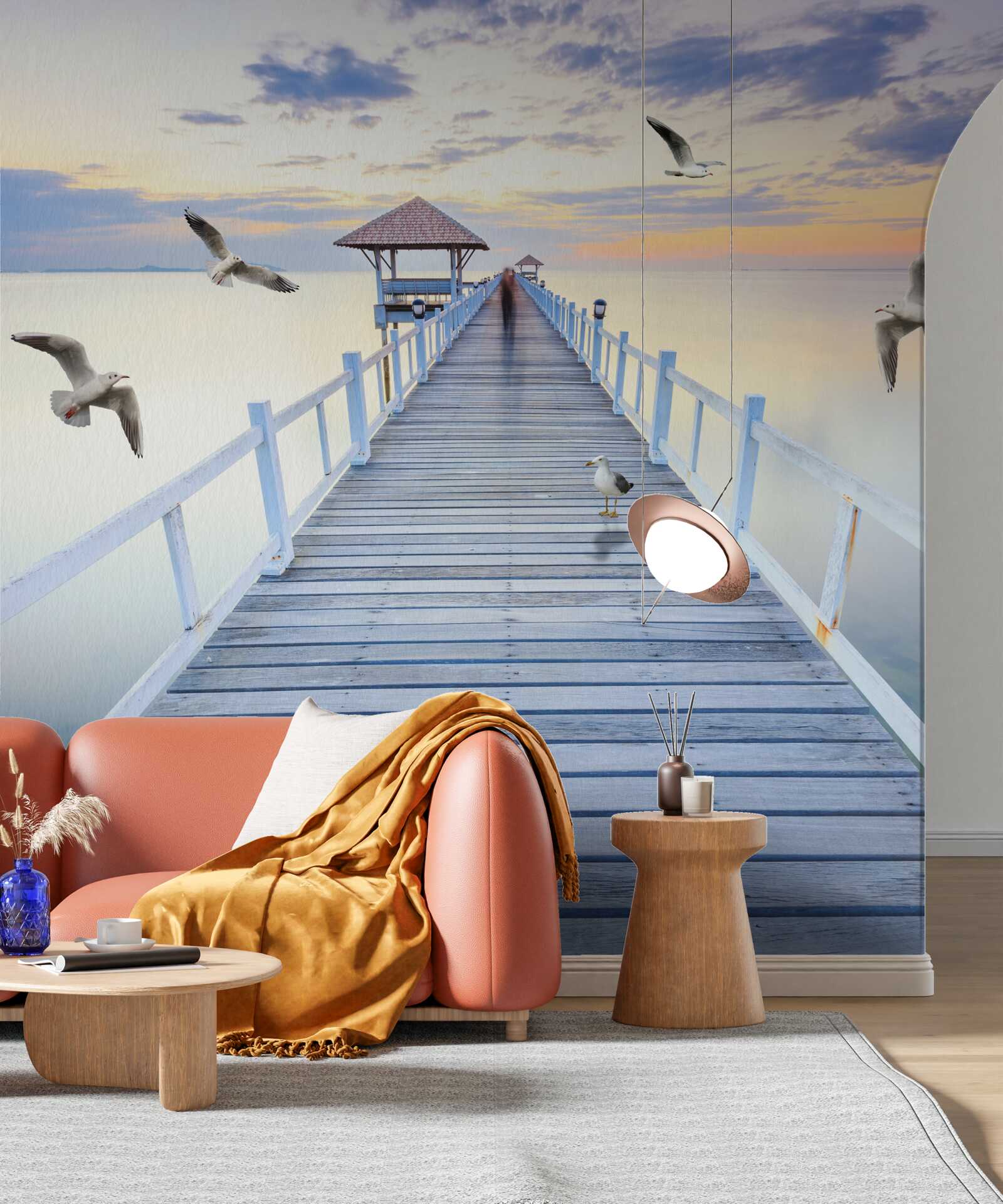 Fototapet pod de lemn care duce la ocean