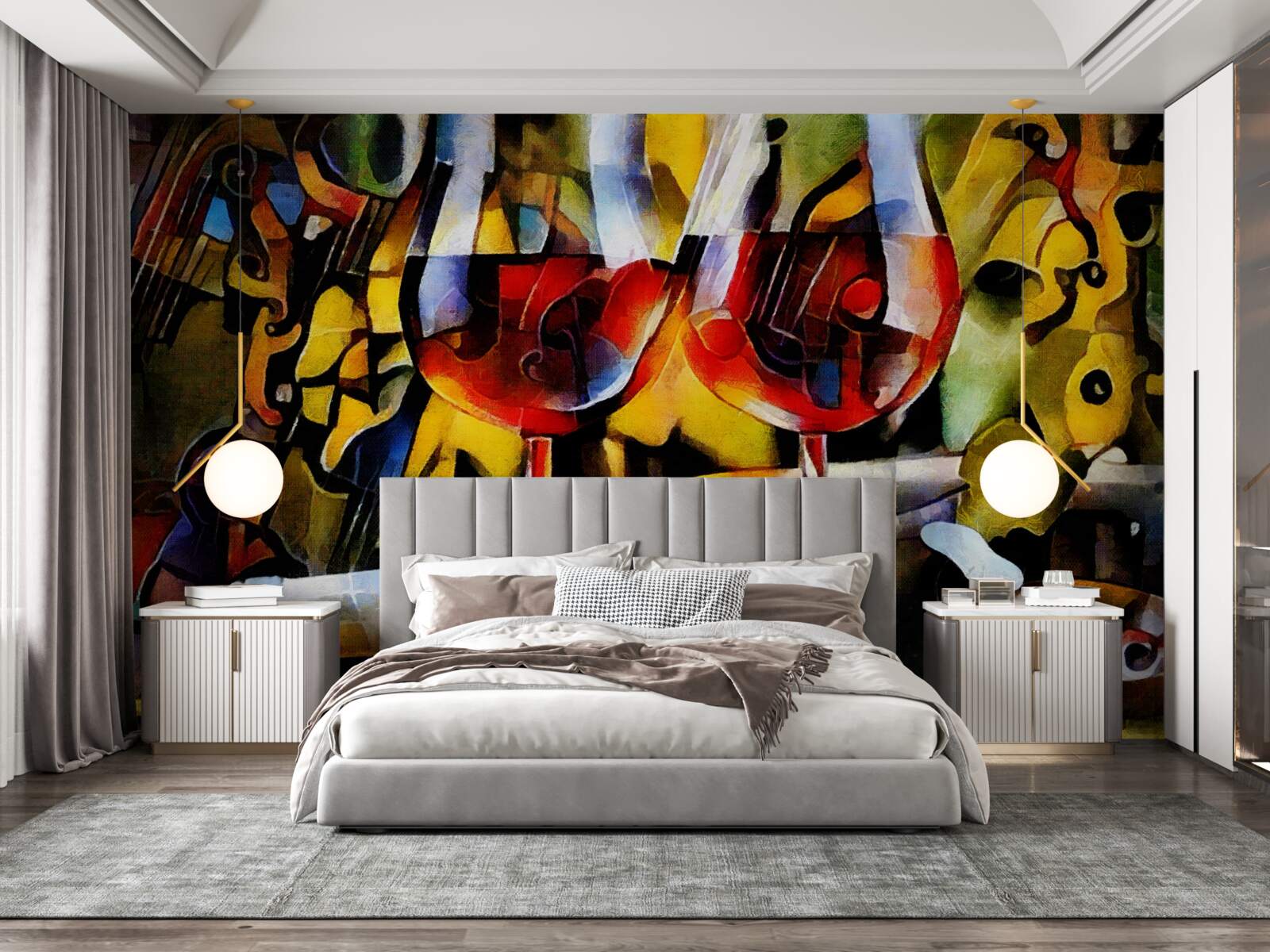 Fototapet motiv de vin în stil cubist