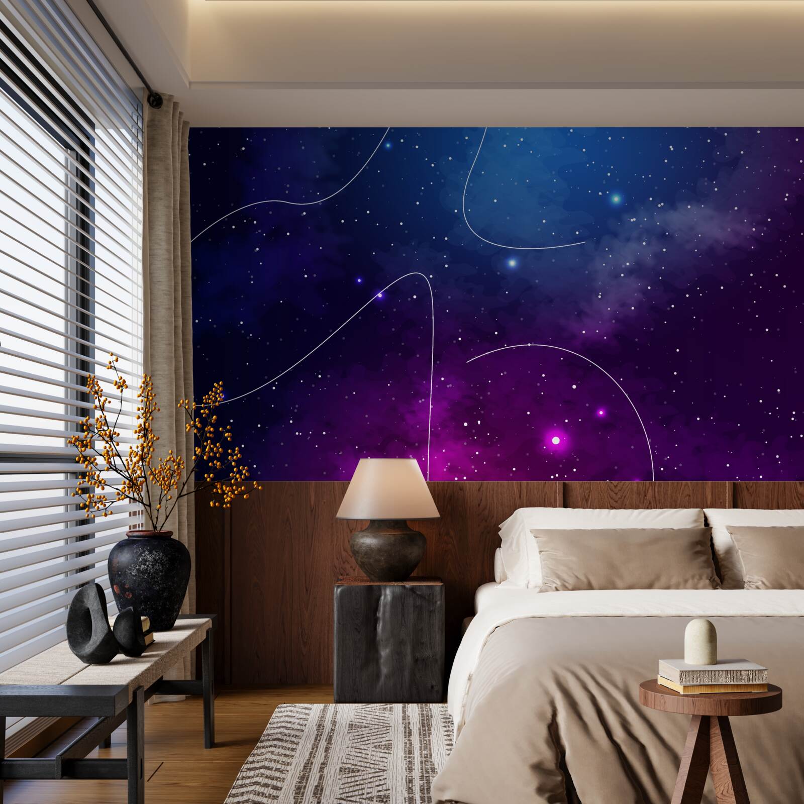 Fototapet noapte cufundată în întuneric cosmic