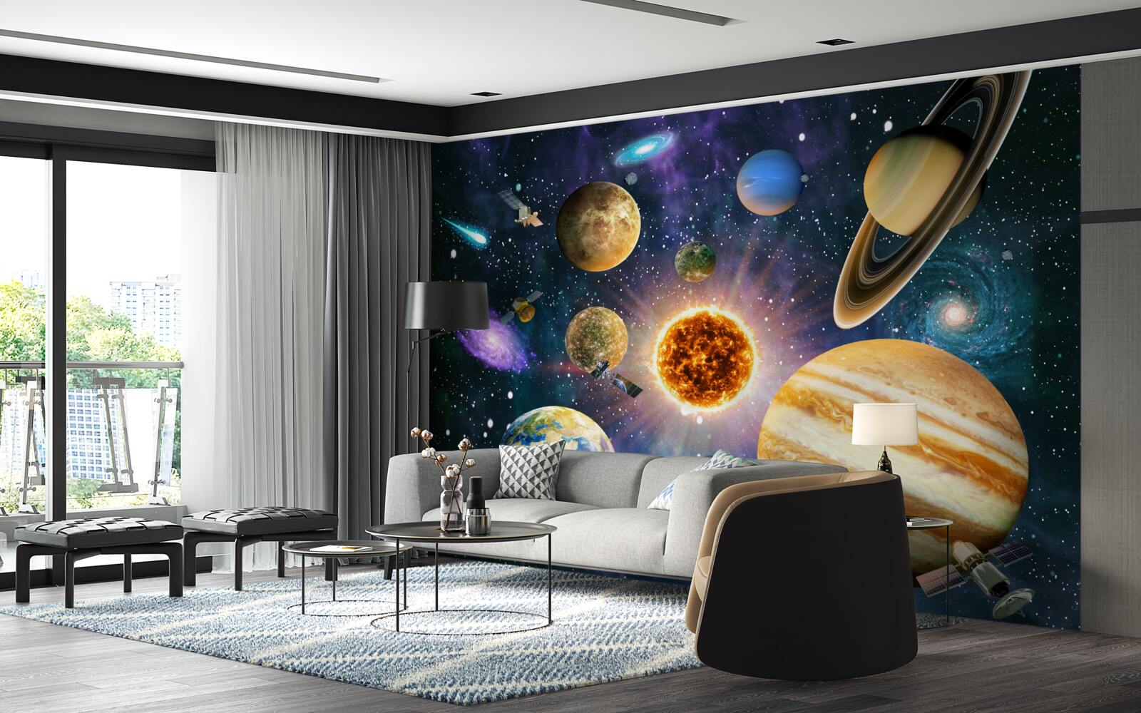 Fototapet formele și nuanțele planetelor sunt diverse