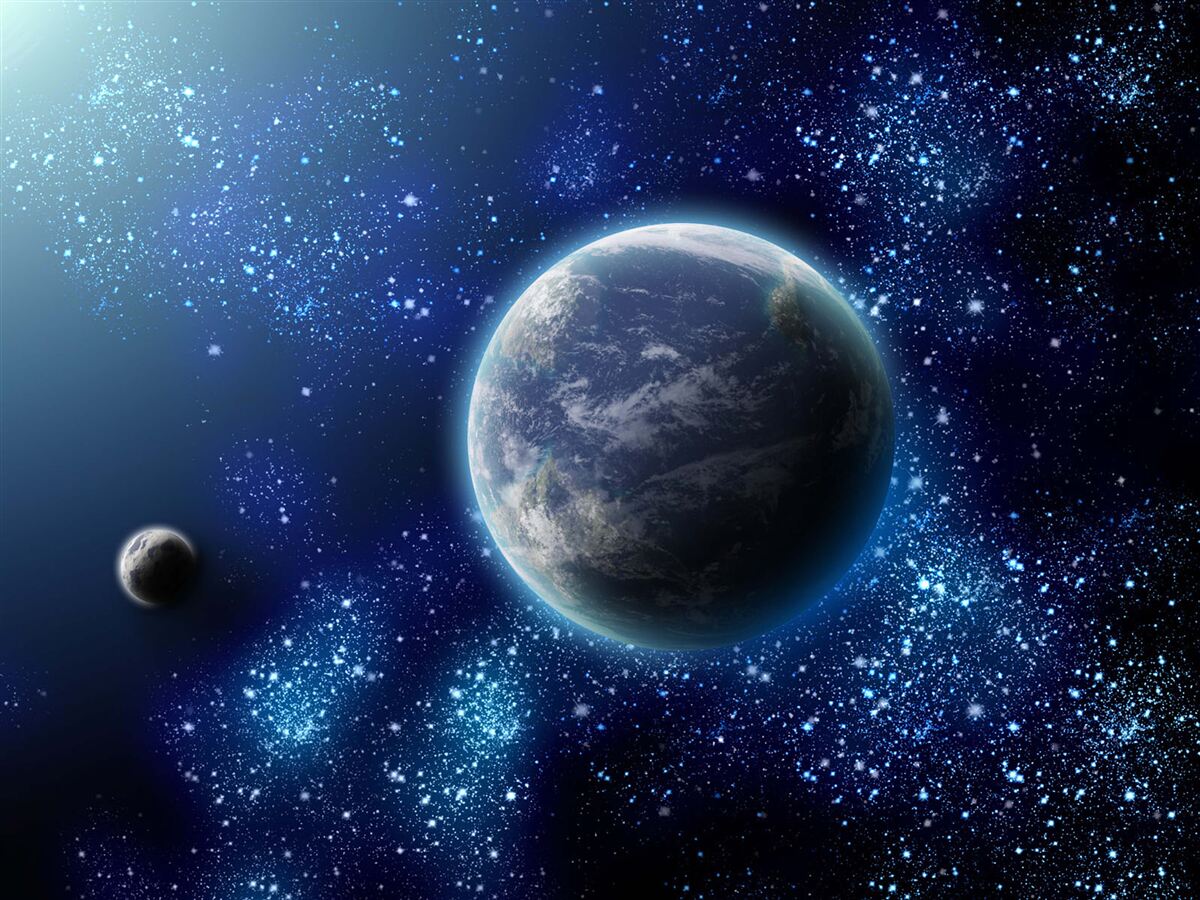 Fototapet spațiul ca fundal pentru planetă