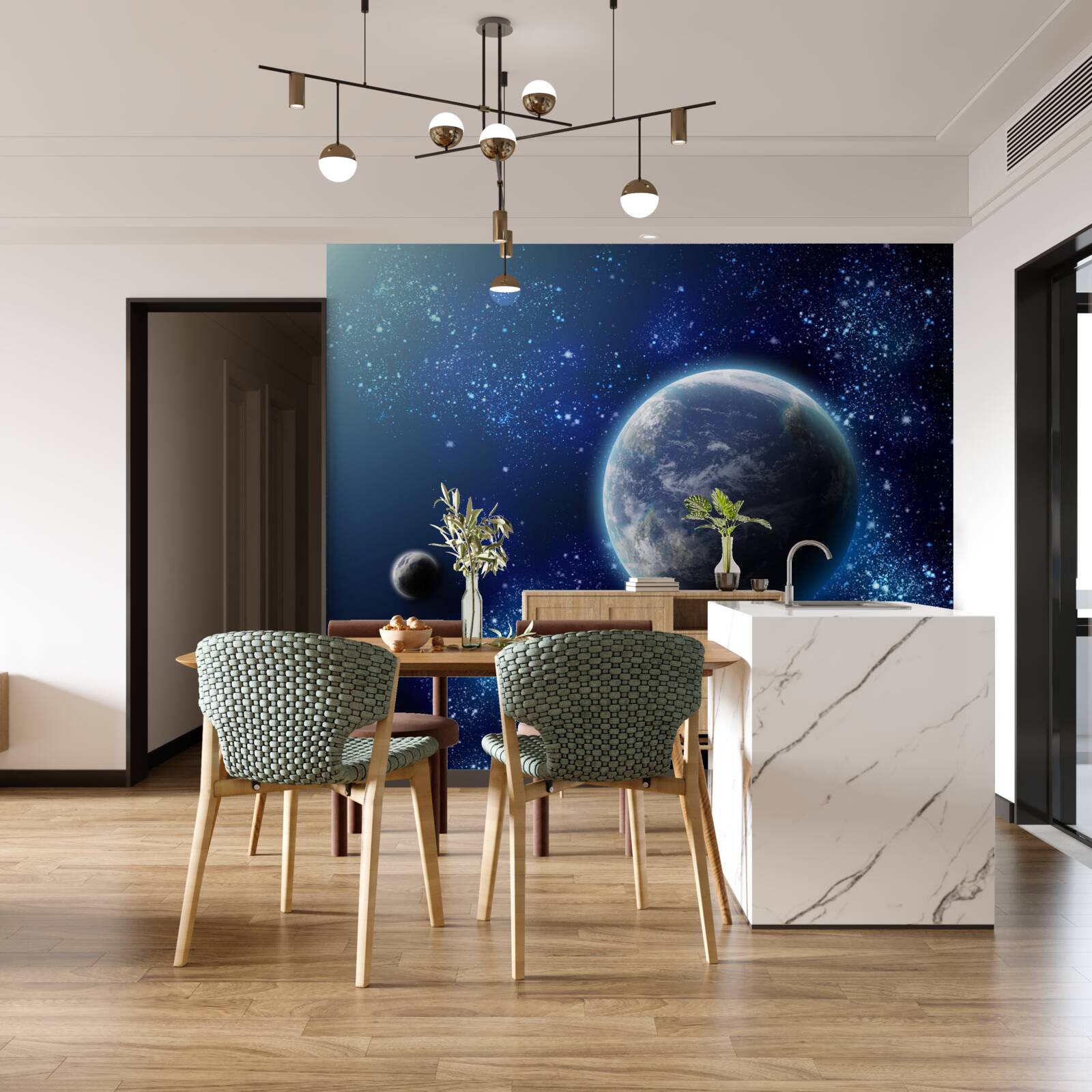 Fototapet spațiul ca fundal pentru planetă