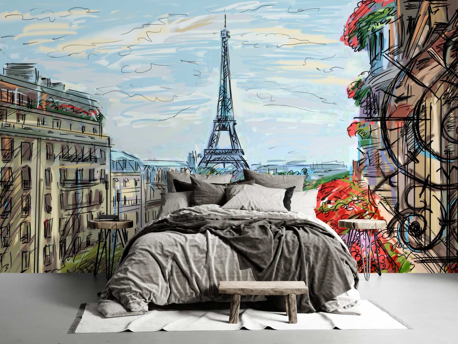 Fototapet vedere uluitoare la turnul eiffel din balcon