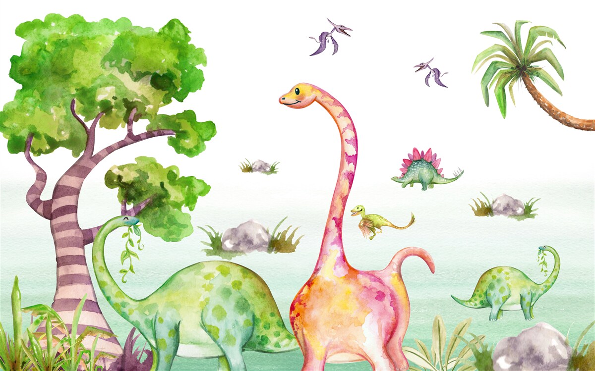 Fototapet dinozauri animați care ies la plimbare