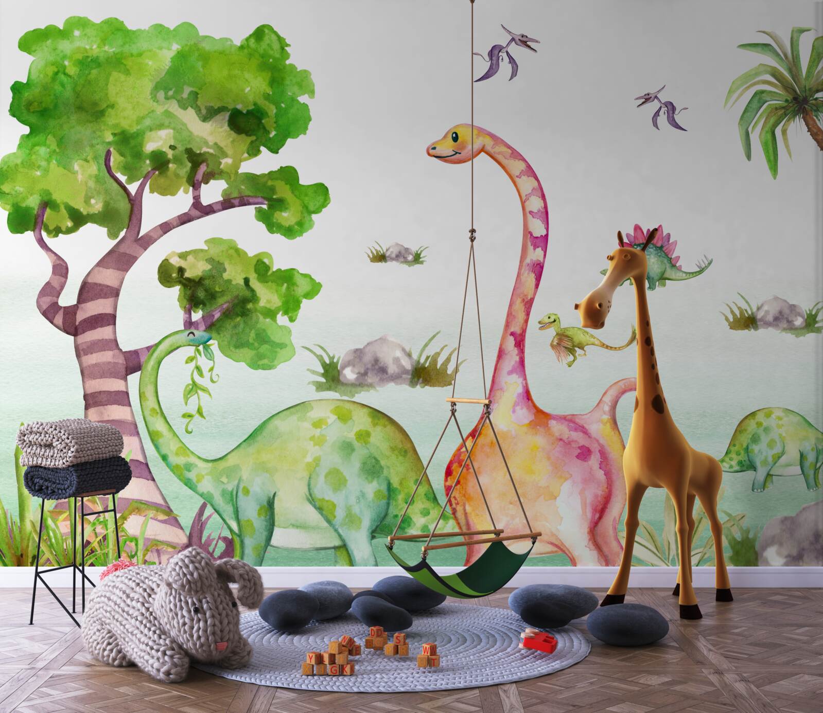 Fototapet dinozauri animați care ies la plimbare
