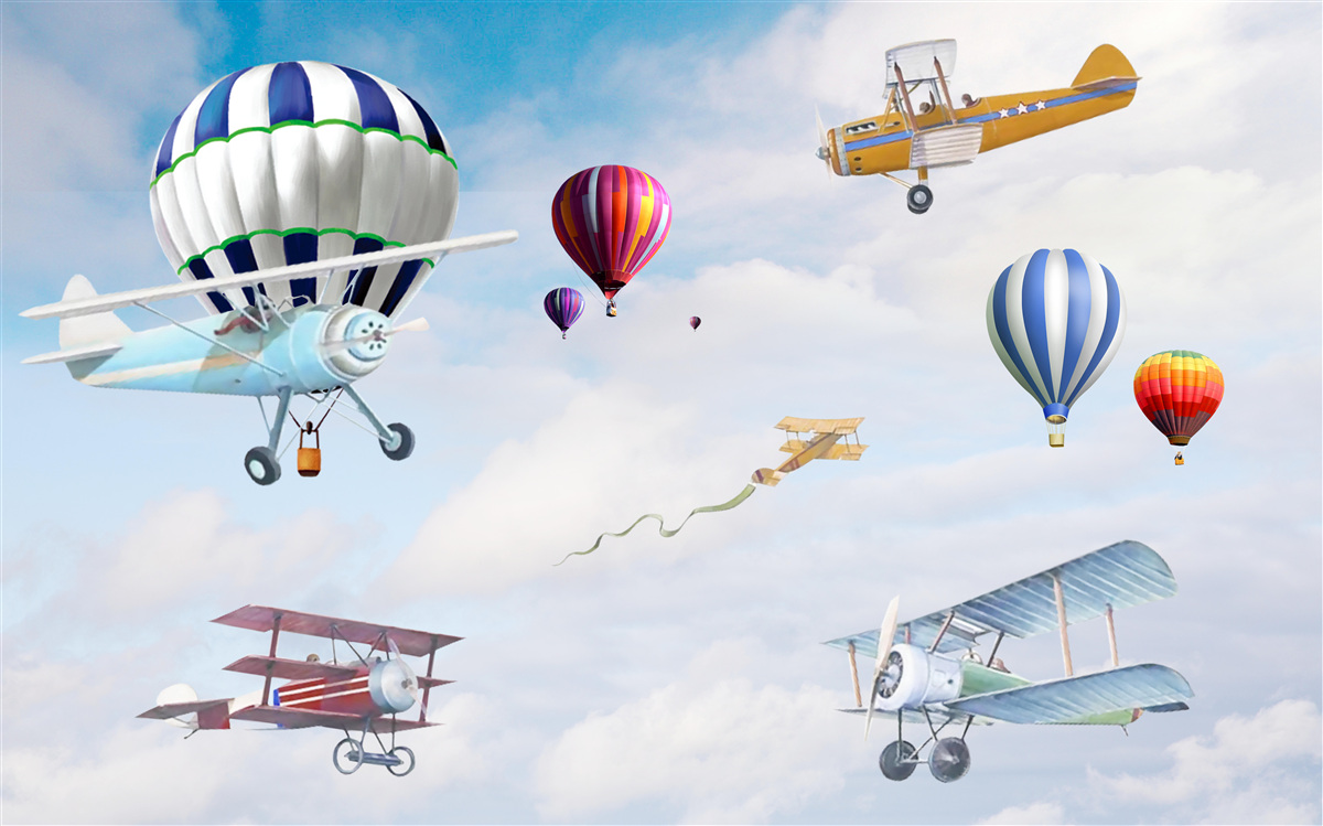 Fototapet manevre aeriene ale aeronavelor și cilindrilor
