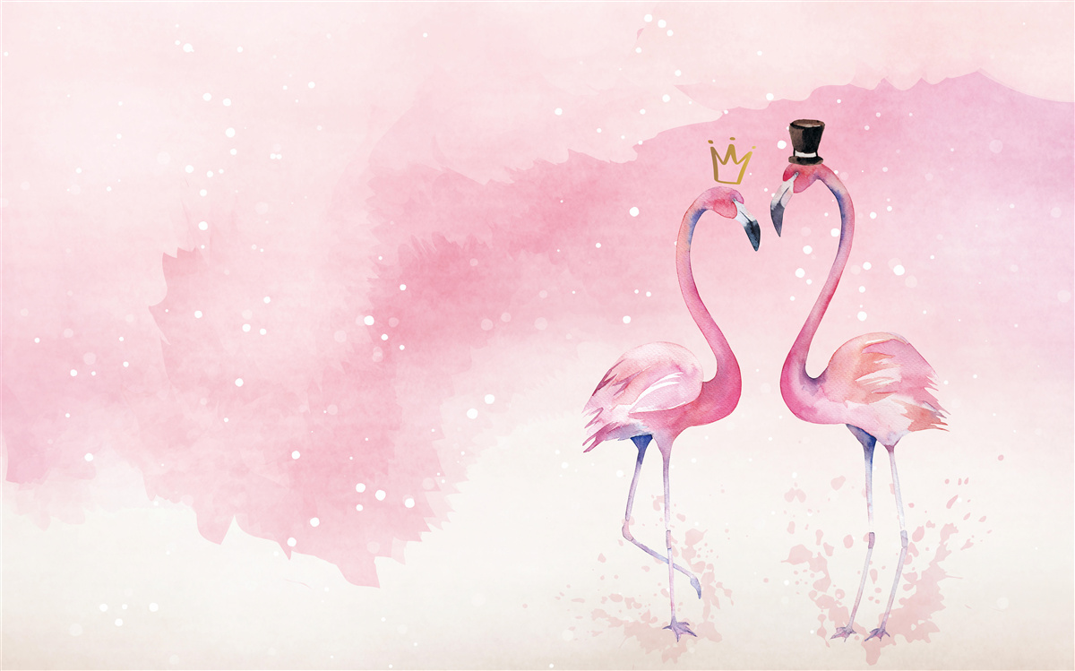 Fototapet două flamingo roz