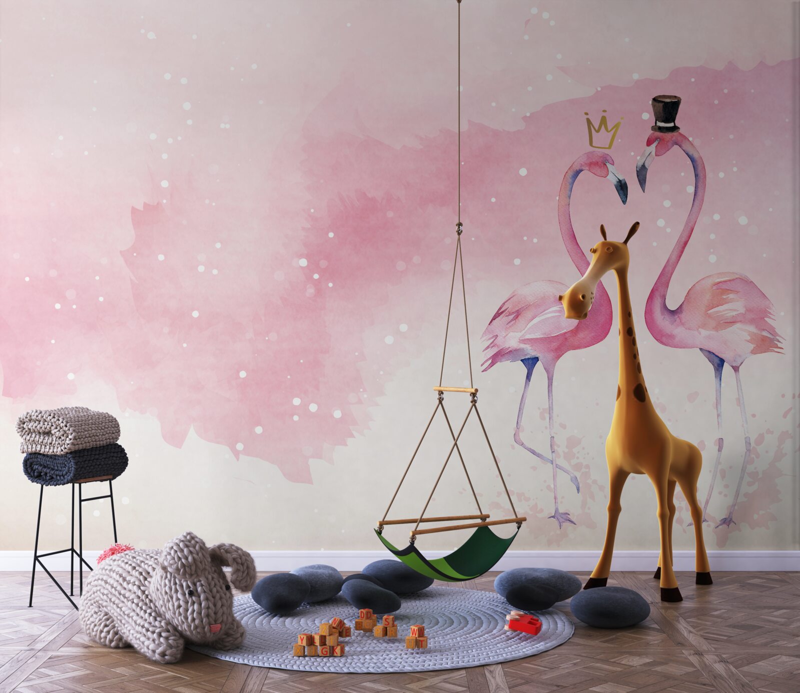 Fototapet două flamingo roz