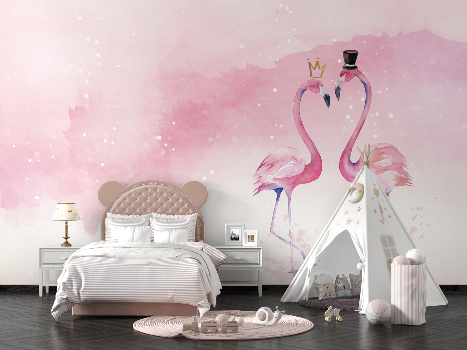 Fototapet două flamingo roz