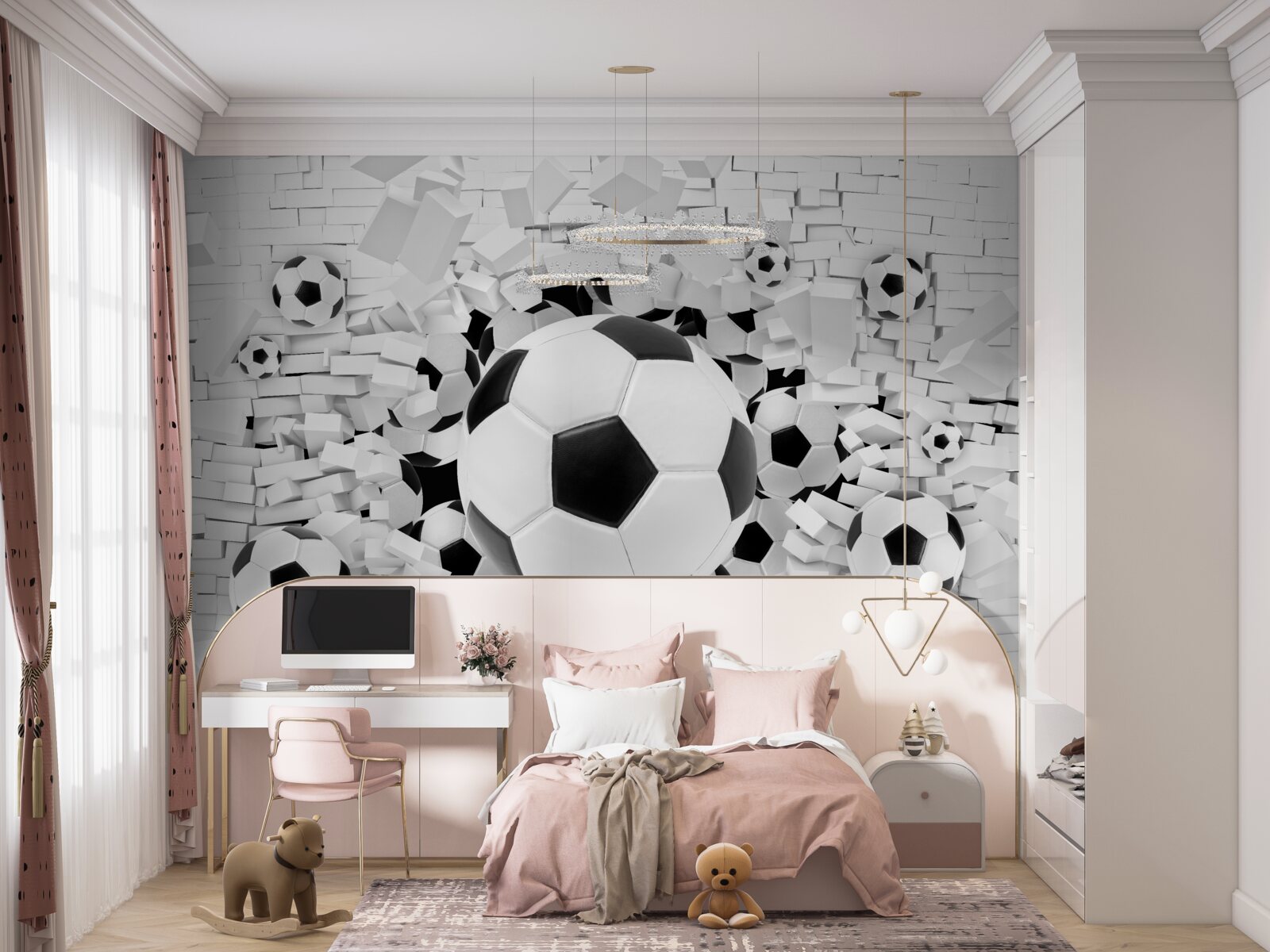 Fototapet număr mare de mingi de fotbal