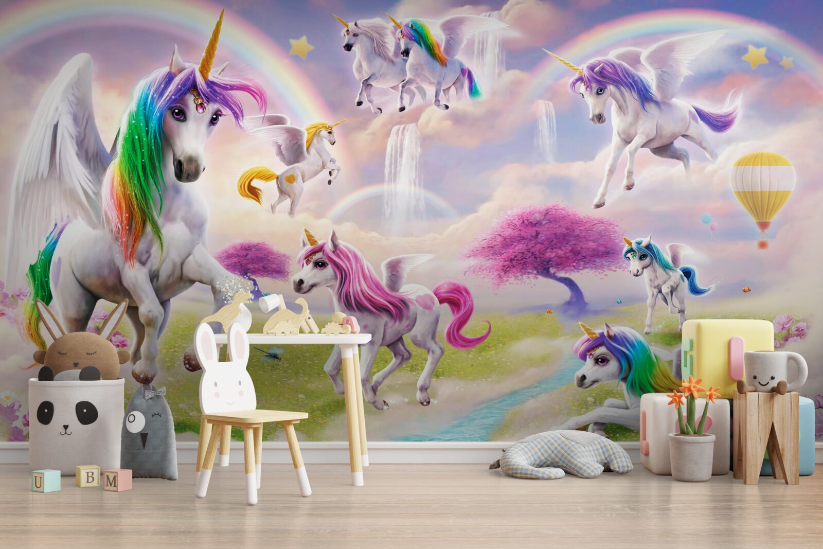 Fototapet unicorni magici într-o poiană de pădure
