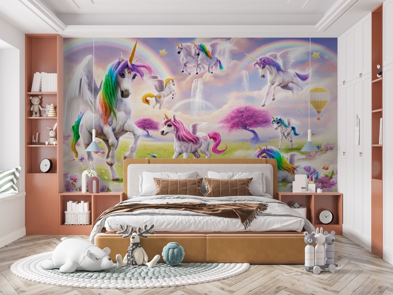 Fototapet unicorni magici într-o poiană de pădure